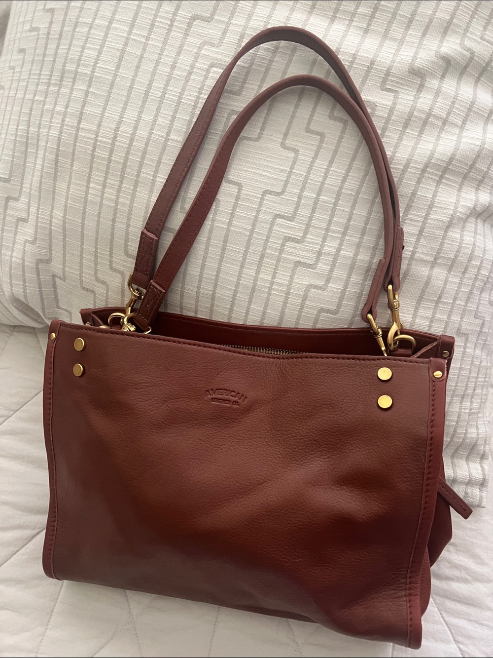 American Leather Co. Lenox Triple Entry Satchel cordovan brown leather